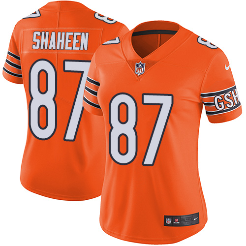 Nike Bears #87 Adam Shaheen Orange Women's Stitched NFL Limited Rush Jersey - Click Image to Close